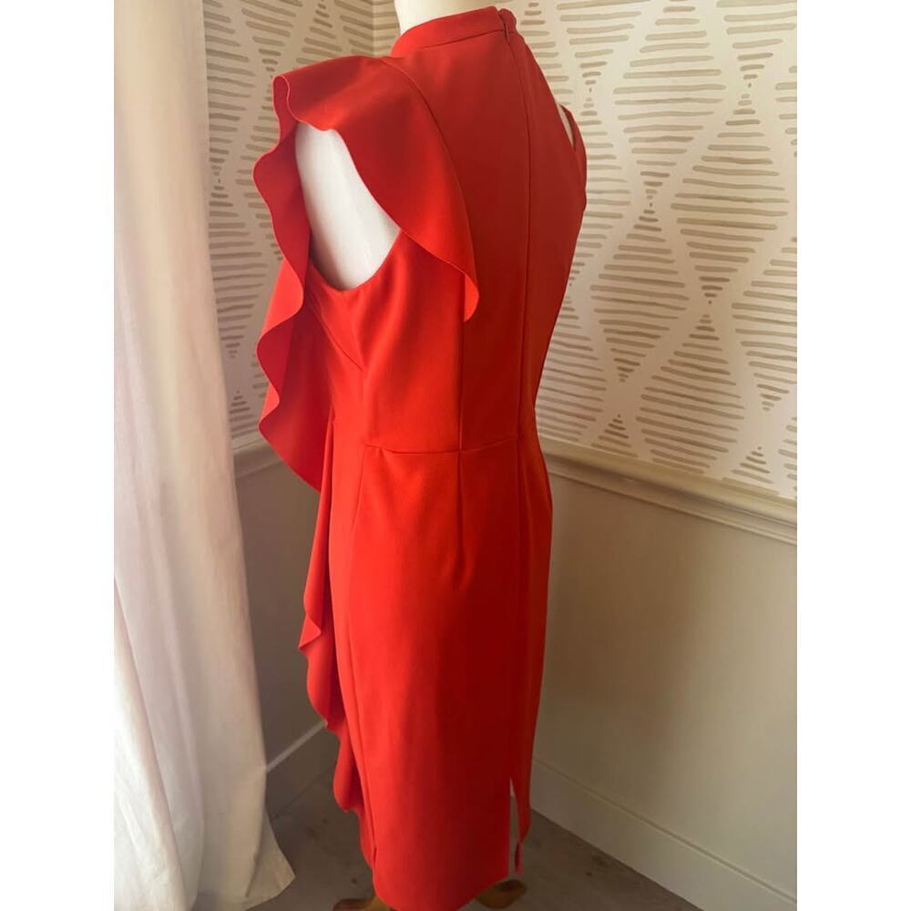 Topshop Women’s Size 8 Medium Red Ruffle Asymetrical Party Cocktail Dress - Picture 4 of 7
